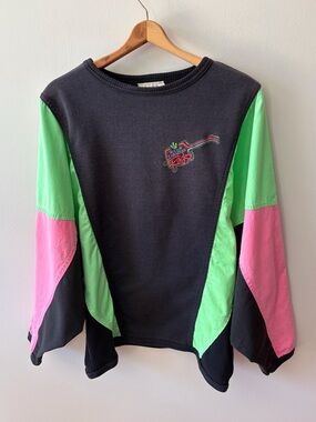 Vintage Molson Canadian Rocks Colourblock Sweater Neon Black One Size
